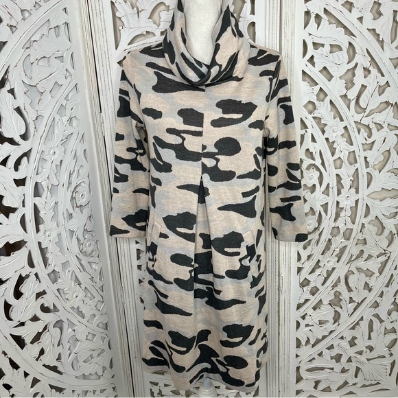Tyler Boe Kim Cowl Neck Camo Shift Dress - Picture 1 of 9